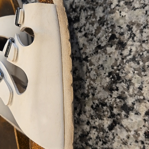 BIRKENSTOCK FLORIDA BIRKO-FLOR WHITE SANDALS. SIZE 38 = 7-8. - Picture 7 of 13